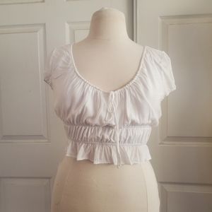 Majorelle cap sleeve crop top, white, Size L